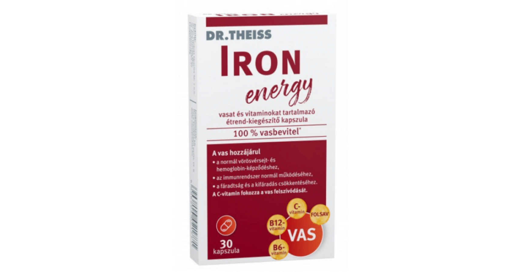 Dr.Theiss Iron Energy Vas vitamin kapszula (30x) Vas, folsav