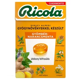 Ricola Gyógynövényes cukorka Gyömbér Narancsmenta (40g)