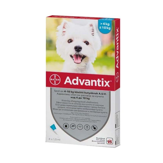 Advantix spot on 1,0ml  4-10kg között kutya a.u.v. (4x)