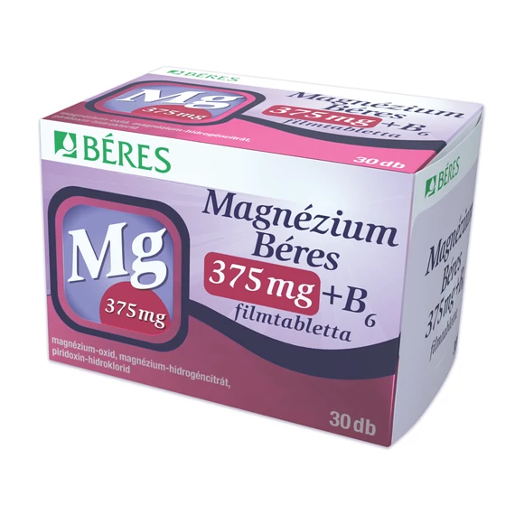 Magnézium Béres 375mg+ B6 filmtabletta (30x)