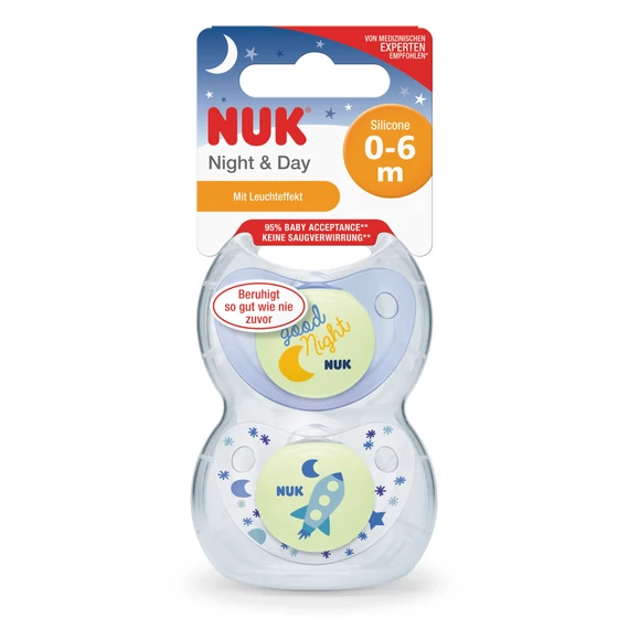 NUK játszócumi Night and Day  0- 6hó (182074) (2x)