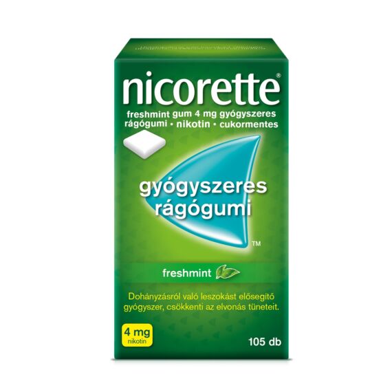 Nicorette Freshmint gum 4 mg gyógyszeres rágógumi (105x)