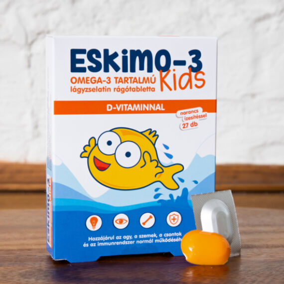 Eskimo 3 Kids Omega-3 D-vit. rágótabletta narancs (27x)