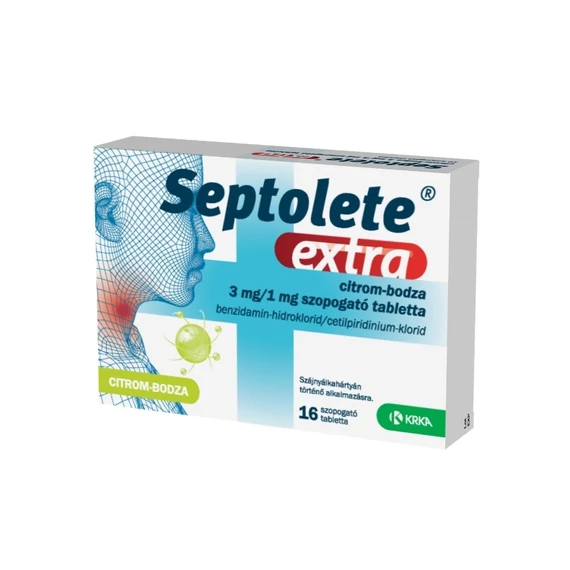Septolete Extra 3mg/1mg szopogató tabletta Citrom-Bodza (16x)