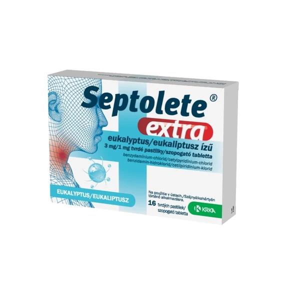 Septolete extra eukaliptusz ízű 3 mg/1 mg szopogató tabletta (16x)
