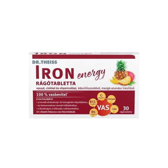 Dr.Theiss Iron Energy rágótabletta mangó ananász (30x)