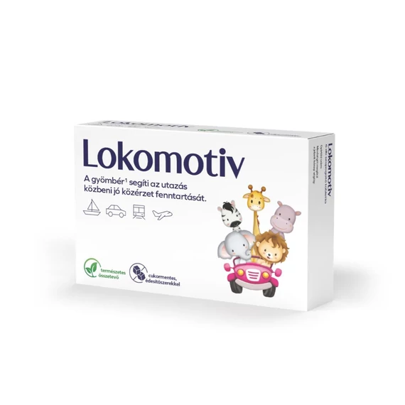 Lokomotiv gyömbért tartalmazó, cukormentes étrend-kiegészítő szopogató tabletta  (6x)