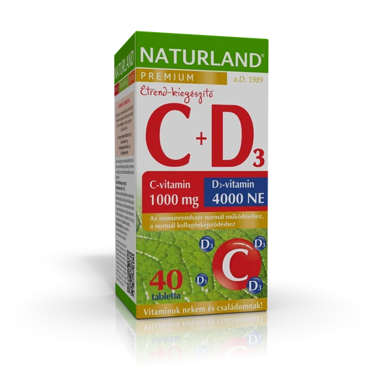 Naturland Prémium C vit.1000mg+D3 vit.4000NE tabl. (40x)