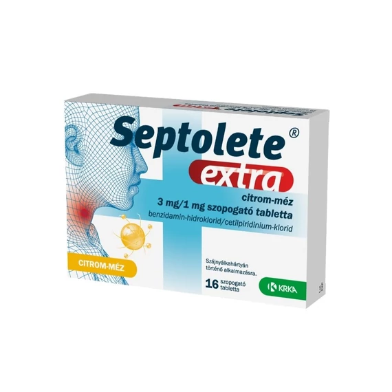 Septolete Extra 3 mg/1 mg szopogató tabletta Citrom-Méz (16x)