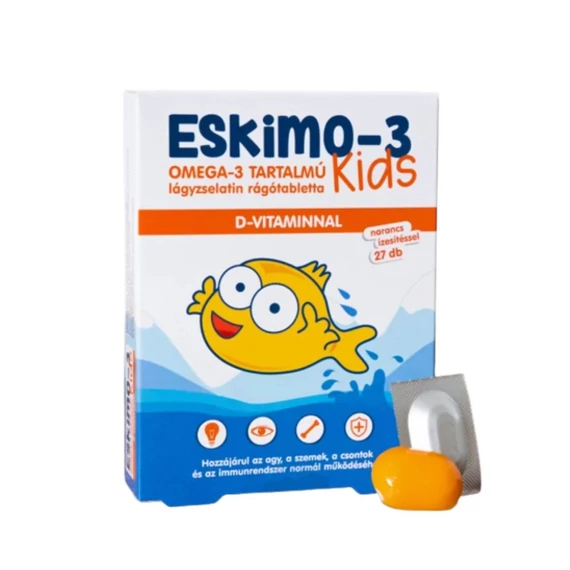 Eskimo 3 Kids Omega-3 D-vit. rágótabletta narancs (27x)