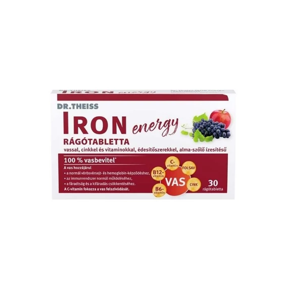 Dr.Theiss Iron Energy rágótabletta alma szőlő (30x)