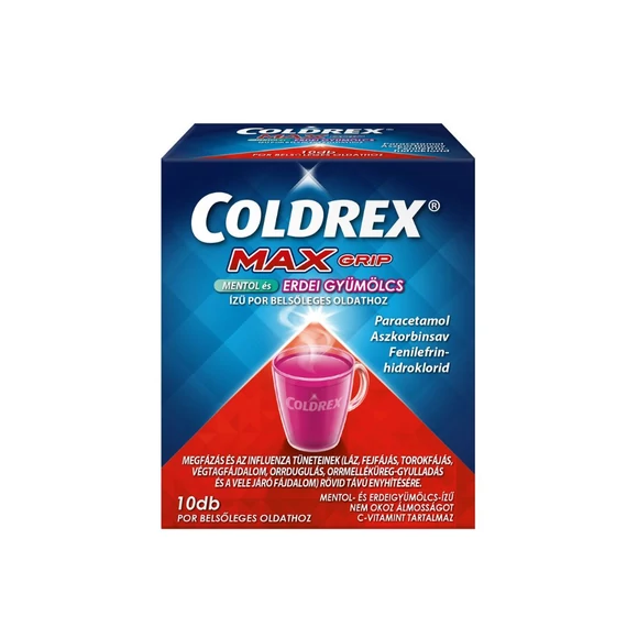 Coldrex MaxGrip mentol és erdei gyümölcs ízű por (10x)