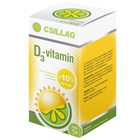 Csillag D-vitamin 50 µg (2000 NE) lágyzselatin kap (60x+6x)